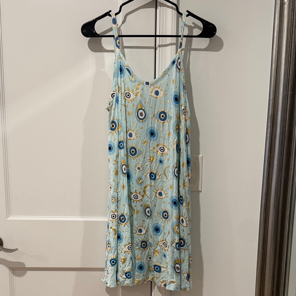 Posh Peanut Light Blue and White Mini Dress